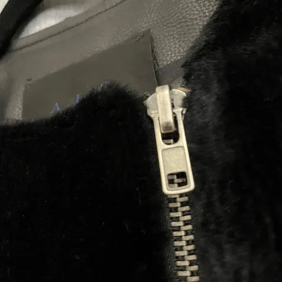 ALC Sadie Leather & Fur Jacket 0 Black Womens Moto Motorcycle Biker A.L.C. - Picture 5 of 9